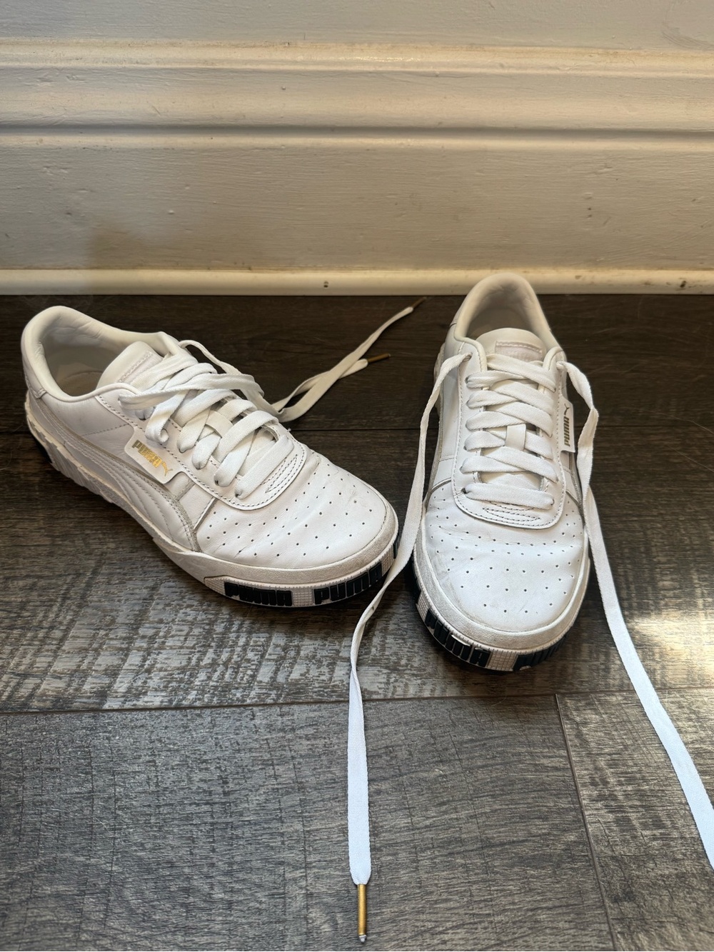 Puma Low-Top Leather Sneakers with Black Logo Soles